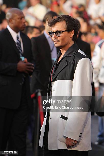 Johnny Depp at the World Premiere of Disney's "Pirates of the Caribbean: On Stranger Tides" at Disneyland on May 7, 2011 in Anaheim, California.