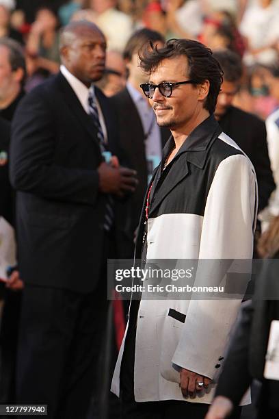 Johnny Depp at the World Premiere of Disney's "Pirates of the Caribbean: On Stranger Tides" at Disneyland on May 7, 2011 in Anaheim, California.