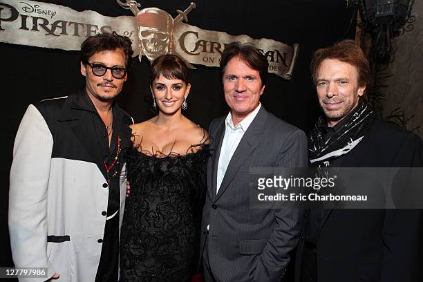 Johnny Depp, Penelope Cruz, Director Rob Marshall and Producer Jerry Bruckheimer at the World Premiere of Disney's "Pirates of the Caribbean: On...