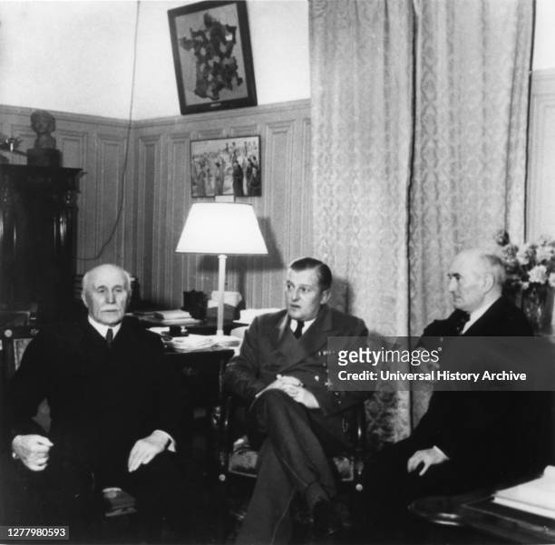 Leaders of Vichy France, c1940-1942. Marshal Philippe Petain , Head of State of the Vichy regime established after the defeat of France in June 1940,...