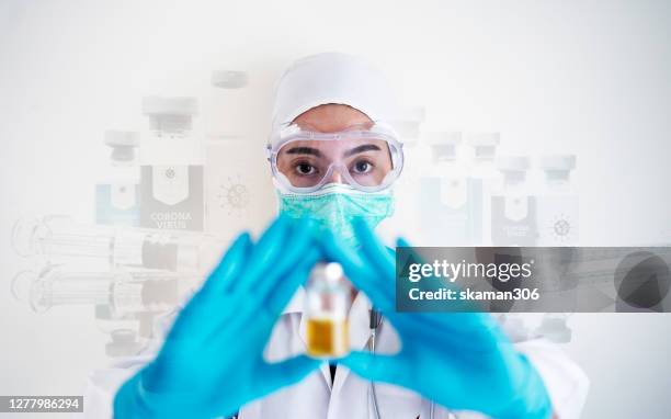 close up vial vaccine  vial for novel coronavirus(2019-ncov) first coronavirus vaccine found in the world with white background isolated - co found stock pictures, royalty-free photos & images