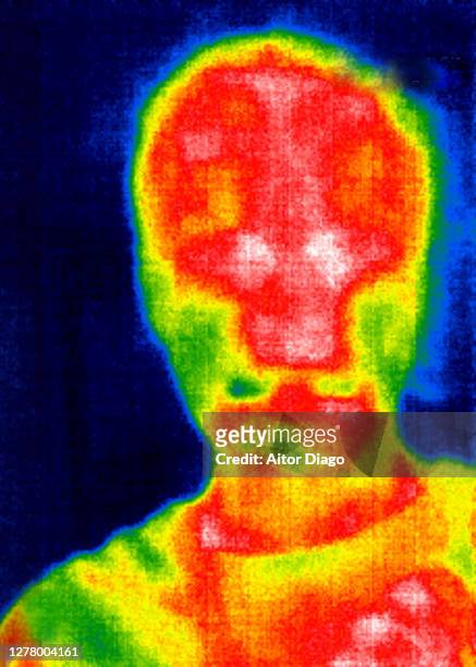 thermal image of an unrecognizable person. - thermal imaging imagens e fotografias de stock