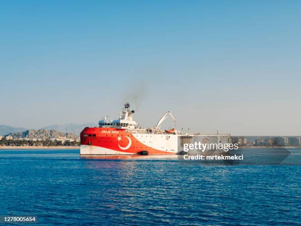 rv mta turkey's seismic vessel oruc reis - seismic ship stock pictures, royalty-free photos & images