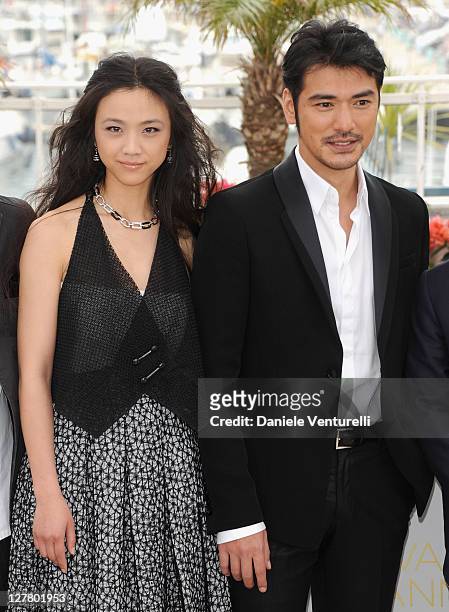 Actors Tang Wei and Takeshi Kaneshiro attends the "Wu Xia" Photocall during the 64th Annual Cannes Film Festival at Palais des Festivals on May 14,...