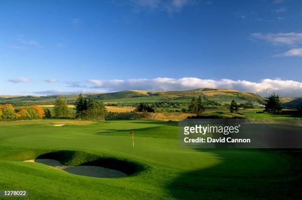 General view of the 18th hole par 5 on the Kings Course at The Gleneagles Hotel in Gleneagles, Scotland. \ Mandatory Credit: David Cannon /Allsport