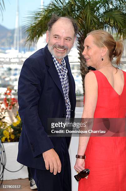 Actors Kati Outinen and Jean-Pierre Darroussin attend the "La Havre" Photocall at the Palais des Festivals during the 64th Cannes Film Festival on...