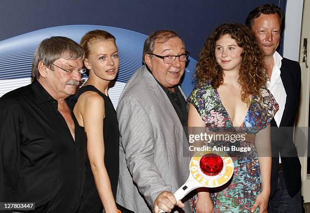 The actors Wolfgang Winkler, Isabell Gerschke, Jaecki Schwarz, Anna Maria Sturm and Matthias Brand attend the "Polizeiruf 110" 40th Anniversary...