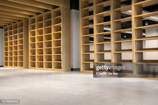 empty bookshelf in the room - 3d store stock pictures, royalty-free photos & images