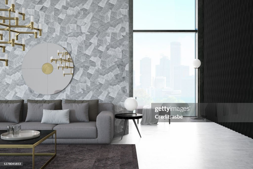 Panoramic Modern Living Room Interior Design High-Res Stock Photo ...