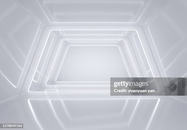 3d rendering exhibition background - neon tunnel stock pictures, royalty-free photos & images