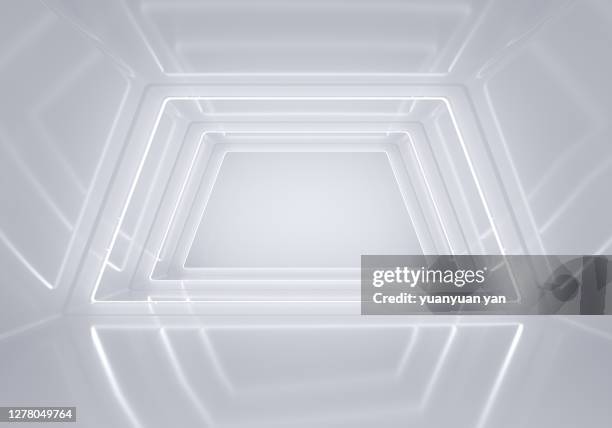 3d rendering exhibition background - white light tunnel stock pictures, royalty-free photos & images
