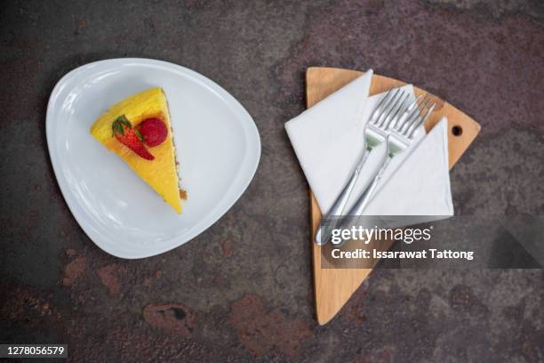 view of strawberry cake on plate - blueberry pie isolated stock pictures, royalty-free photos & images