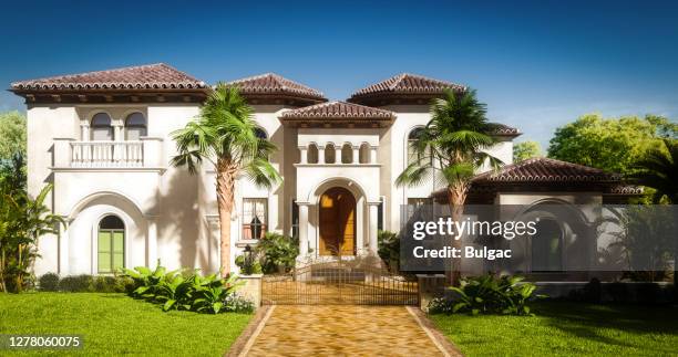 exclusieve luxe villa - florida mansions stockfoto's en -beelden