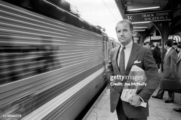 In September of 1988, then Senator Joe Biden seen on the platform in Wilmington, Delaware. He was returning to work in the Senate having suffered an...