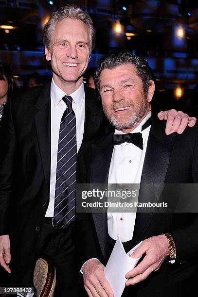John Sykes and Jann Wenner attend a dinner for the 26th annual Rock and Roll Hall of Fame Induction Ceremony at The Waldorf=Astoria on March 14, 2011...