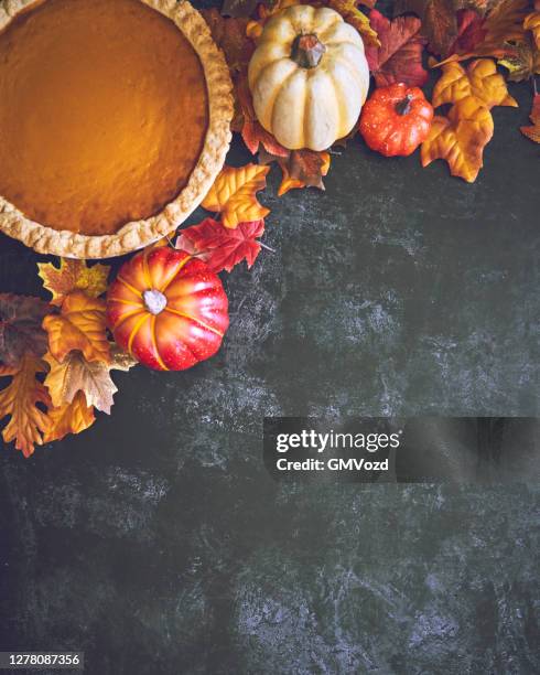 pumpkin pie for the holidays on rustic background - thanksgiving wallpaper imagens e fotografias de stock