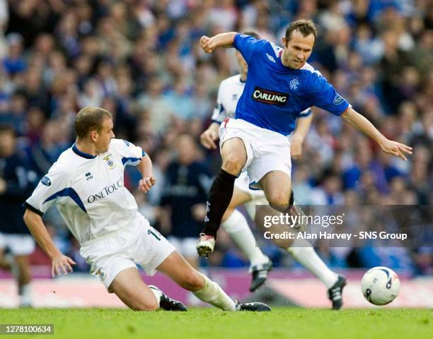V INVERNESS CT .IBROX - GLASGOW.Rangers midfielder Thomas Buffel rides a tough tackle from Grant Munro