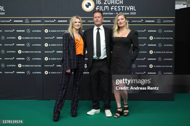 Sinje Irslinger, Til Schweiger and Luna Schweiger attend the "Gott, Du kannst ein Arsch sein" premiere during the 16th Zurich Film Festival at Kino...
