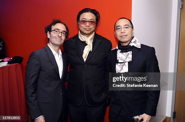 Jose Kuri, Rirkrit Tiravanija and Apichatpong Weerasethakul attend 2011 REDCAT Gala Honoring Eli & Edythe Broad and Apichatpong Weerasethakul at...