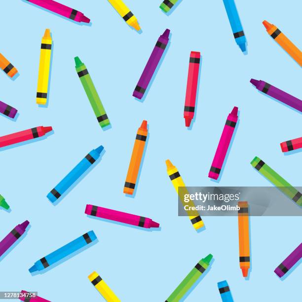 colorful crayon pattern flat 3 - crayon drawing stock illustrations