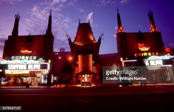 General view of the Mann's Chinese Theatre, which is the movie palace on the historic Hollywood Walk of Fame at 6925 Hollywood Boulevard circa...