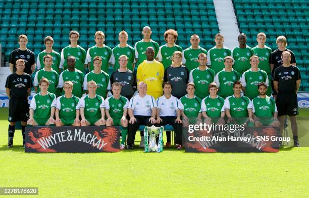 The Hibs squad for season 2007/2008..Back row, from left: Colin McLelland , Patrick Mailey, Ross Campbell, Chris Hogg, Torben Joneleit, Rob Jones,...