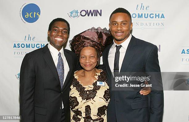 Seun Adebiyi, Asomugha Fundation President Dr. Lilian Asomugha and professional football Player Nnamdi Asomugha attend the Fifth Annual Asomugha...