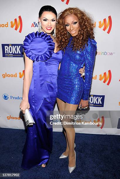 Manila Luzon and Sahara Davenport attend the 22nd Annual GLAAD Media Awards presented by ROKK Vodka at Marriott Marquis Times Square on March 19,...