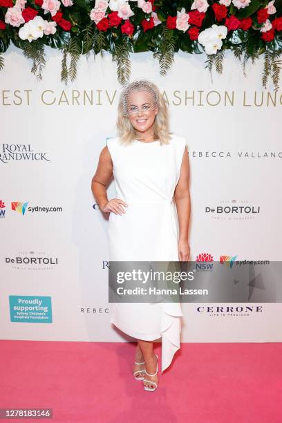 Samantha Armytage attends the Everest Carnival Fashion Lunch on TAB Epsom Day at Royal Randwick Racecourse on October 03, 2020 in Sydney, Australia.