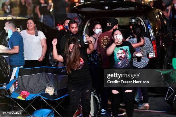 Guests attend DJ Snoopadelic's 'Concerts in Your Car's' drive-in concert at Ventura County Fairgrounds and Event Center on October 02, 2020 in...