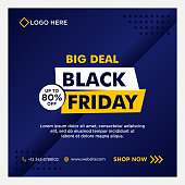 Black Friday sale social media banner template with Blue background gradient
