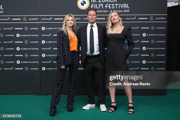Sinje Irslinger, Til Schweiger and Luna Schweiger attend the "Gott, Du kannst ein Arsch sein" premiere during the 16th Zurich Film Festival at Kino...