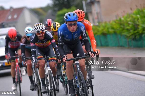 Rasmus Fossum Tiller of Norway and NTT Pro Cycling Team / Dries De Bondt of Belgium and Team Alpecin-Fenix / Julien Duval of France and Team Ag2R La...