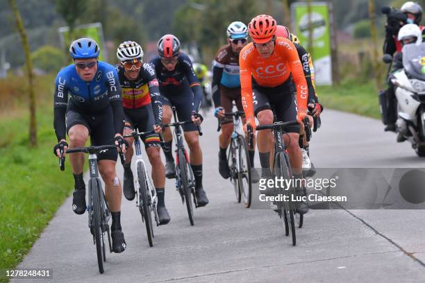 Rasmus Fossum Tiller of Norway and NTT Pro Cycling Team / Dries De Bondt of Belgium and Team Alpecin-Fenix / Jonas Koch of Germany and CCC Team /...