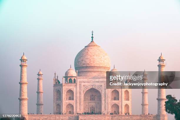 taj mahal before sunset,agra city,india. - delhi monuments stock pictures, royalty-free photos & images