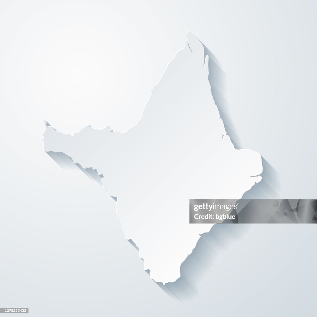 Mapa de Amapa con efecto de corte de papel sobre fondo en blanco