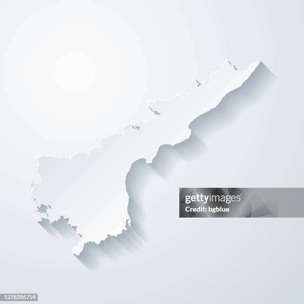 andhra pradesh map with paper cut effect on blank background - andhra pradesh stock illustrations