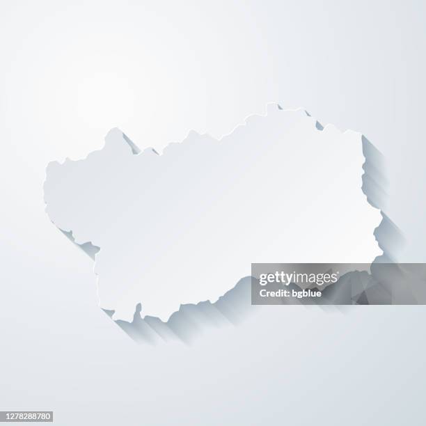 aosta valley map with paper cut effect on blank background - valle d'aosta stock illustrations