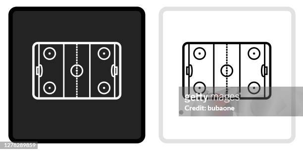 air hockey icon on  black button with white rollover - hockey black white stock illustrations