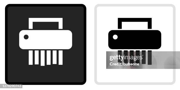 brush icon on black button with white rollover - paper shredder white background stock illustrations
