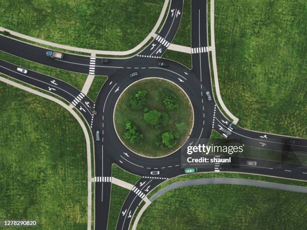 traffic roundabout - traffic circle stock pictures, royalty-free photos & images