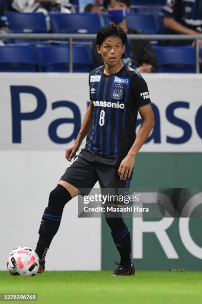 Kosuke Onose of Gamba Osaka in action during the J.League Meiji Yasuda J1 match between Gamba Osaka and Kashima Antlers at Panasonic Stadium Suita on...