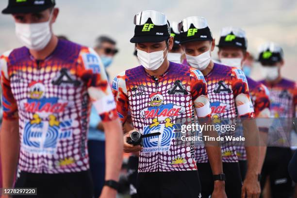 Lachlan Morton of Australia and Team EF Pro Cycling / EF Pro Cycling special Rapha x Palace Skateboards / Detail view / during the 103rd Giro...