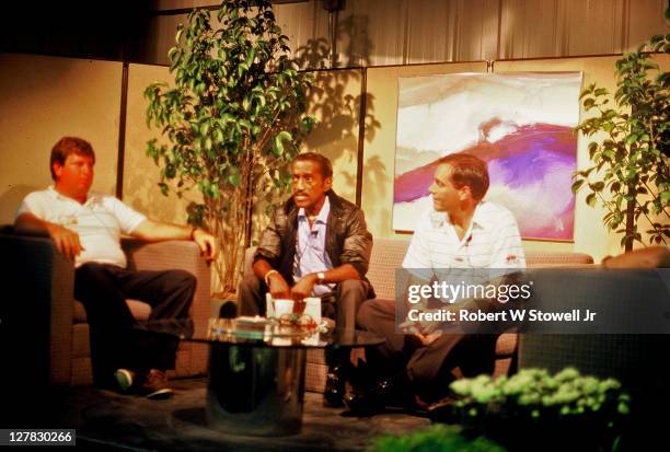 Popular American entertainer Sammy Davis Jr is interviewed during at the Canon - Sammy Davis Jr Greater Hartford Open golf tournament, Cromwell,...