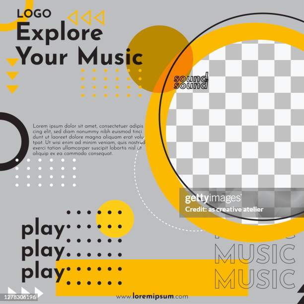 explore your music social media post - geometric design and colorful background. - phone flat lay stock illustrations