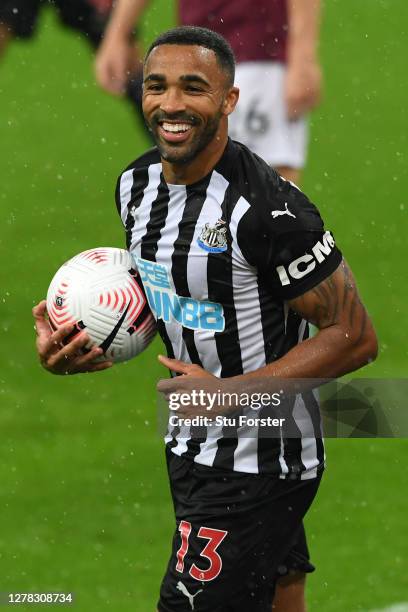 Callum Wilson of Newcastle United celebrates after scoring his team's second goal during the Premier League match between Newcastle United and...