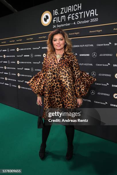 Shania Twain arrives for the Award Night Ceremony of the 16th Zurich Film Festival at Opera House on October 03, 2020 in Zurich, Switzerland.