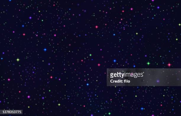 ilustraciones, imágenes clip art, dibujos animados e iconos de stock de fondo de estrellas espaciales coloridas - milky way