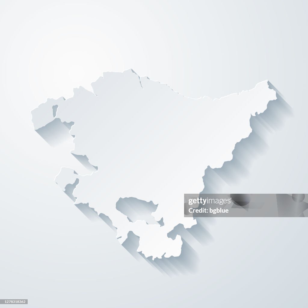 Basque Country map with paper cut effect on blank background