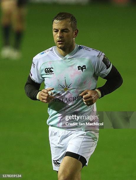 Stephen Myler of Ospreys is seen during the PRO14 Rugby match between Edinburgh Rugby and Ospreys at Murrayfield on October 03, 2020 in Edinburgh,...